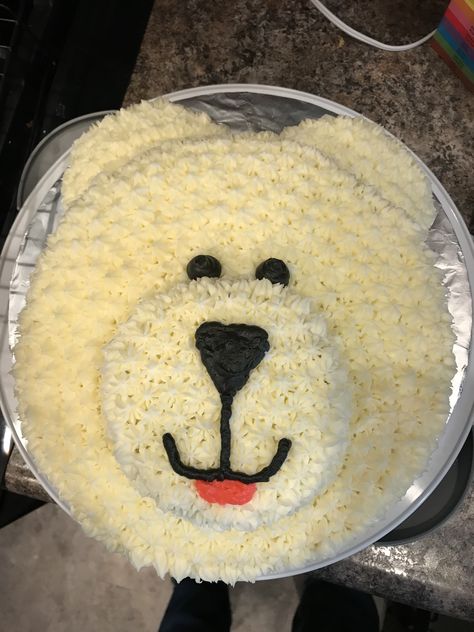 Polar Bear Smash Cake, Polar Bear Birthday Cake, 1sr Birthday, Polar Bear Cake, Polar Bear Party, Polar Bear Face, Birthday Sheet Cakes, Winter Wonderland Birthday, Creative Baking