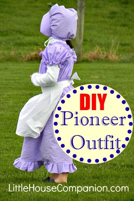 DIY Pioneer Dress, Bonnet, and Apron - The Laura Ingalls Wilder Companion Pioneer Apron Pattern, Pioneer Outfits, Pioneer Bonnet, Pioneer Costume, Pioneer Clothing, Pioneer Girl, Pioneer Trek, Pioneer Dress, Pioneer Days