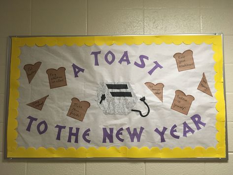 New Year Bulletin Board, Employee Appreciation Board, Kindness Ideas, Work Bulletin Boards, Ra Bulletins, Ra Boards, Ra Bulletin Boards, Res Life, Library Bulletin Boards