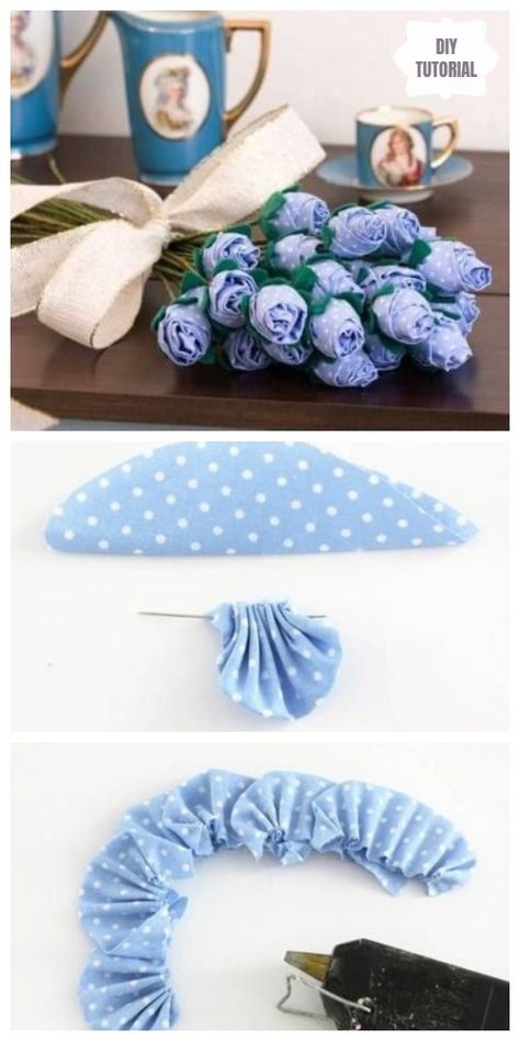 Easy Fabric Rose Bouquet DIY Tutorial | Fabric Art DIY Fabric Roses Diy, Making Fabric Flowers, Fleurs Diy, Folding Origami, Fabric Rose, Fabric Flower Tutorial, Handmade Flowers Fabric, Cloth Flowers, Fabric Flowers Diy