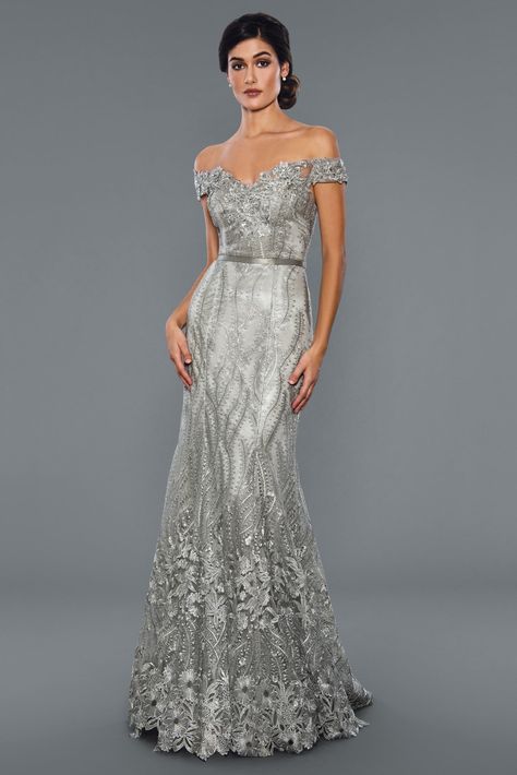 Silver Gowns Elegant Evening, Taupe Evening Gown, Mother Gown, Formal Gowns Elegant, Silver Wedding Gowns, Formal Gowns Evening Dresses, Silver Evening Gowns, Mother Of Groom Outfits, Gorgeous Wedding Dress Princesses