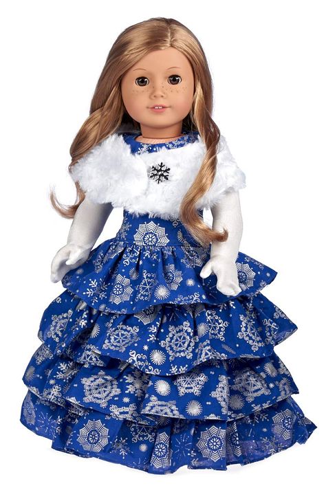 PRICES MAY VARY. Blue gown with printed silver snowflakes, white faux fur stole and long white gloves. DOLL(S) NOT INCLUDED U.S. CPSIA CHILDREN'S PRODUCTS SAFETY CERTIFIED Our doll clothes fits 18 inch dolls. Designed in the USA Doll Clothes for 18 inch Doll Snowflake Clothes, White Stole, American Girl Doll Hairstyles, Kids Clothes Diy, American Girl Doll House, American Girl Doll Diy, American Girl Doll Crafts, American Girl Crafts, American Girl Doll Clothes Patterns