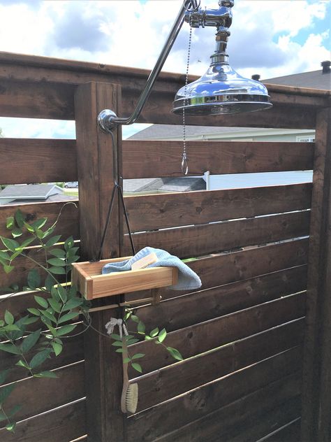 Diy Outdoor Shower Ideas, Wrought Iron Hooks, Seattle Homes, Shower Storage, Portable Shower, Iron Hook, Outdoor Bathrooms, Metal Screen, Shower Caddy