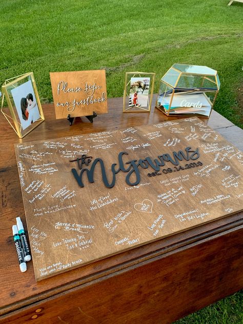 Wedding guest book alternative Wedding welcome sign Last | Etsy Bees Wedding, Somerset Wedding, Wood Guest Book, Guest Book Table, Guest Signing, Future Wedding Plans, Wedding Guest Book Alternatives, Wedding Welcome Sign, Cute Wedding Ideas