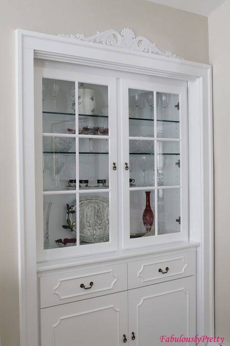 Built In China Cabinet Ideas, Teapot Storage, Cabinet Built Ins, China Cabinet Ideas, Built In China Hutch, Kitchen Cabinet Organization Layout, Kitchen Window Coverings, Built In China Cabinet, Contemporary Sink