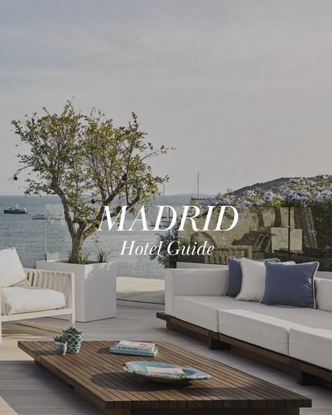 Minimalistic hotel with white couches and good view Hotels In Madrid, Madrid Guide, Madrid Hotels, Dream Vacation Spots, My Trip, Mexico Travel, Best Cities, Outdoor Sectional Sofa, Vacation Spots