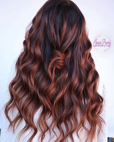 Cinammon Hair Colour, Copper Brown Balayage, Dark Copper Balayage Brunette, Hairstyle 2023, Red Balayage Hair, Pulp Riot Hair Color, Pulp Riot, Hair Color Auburn, Red Highlights