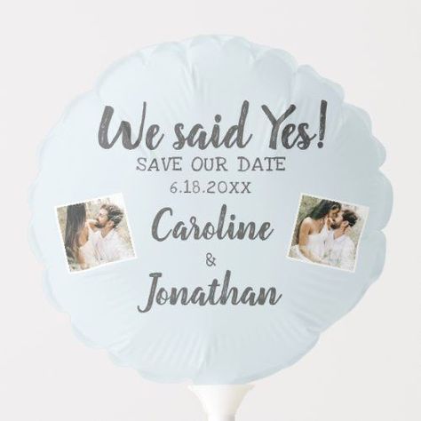 $11.56 | Wedding Save the Date Photos We said Yes Blue #zcasual, wedding save the date, engagement party decor prop sign, 2 photos, fun casual, trendy chic stylish, bachelorette bridal shower, we she said yes, vintage rustic classic traditional, light pastel sky blue Engagement Party Simple, We Said Yes, Date Photos, Bridal Shower Balloons, Mint Green Background, Save The Date Designs, Blue Balloon, Green Balloon, Light Mint Green