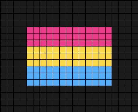 A pixel art template of the Pan-sexual flag from the Pride and L G B T Q community. Pride Pixel Art, Perler Bead Pride Flag, Cube Pattern, Pony Bead Crafts, Pixel Drawing, Easy Perler Beads Ideas, Graph Crochet, Pixel Art Templates, Pixel Art Grid