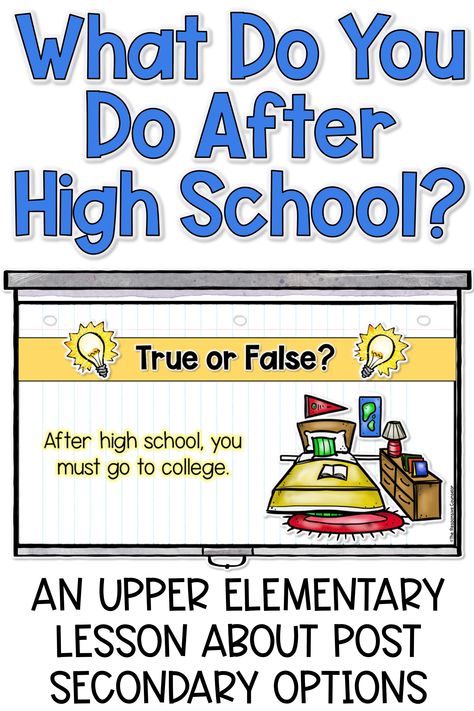 This is a great resource to use while teaching upper elementary students what their options are post-secondary! It's so important that we show our students that college is wonderful, but there's other pathways that are also very valuable! Career Lessons For Elementary, Post Secondary Planning, Collaborative Learning Activities, Career Exploration Activities, Exploration Activities, School Counselor Lessons, Career Lessons, Career Counselor, High School Activities