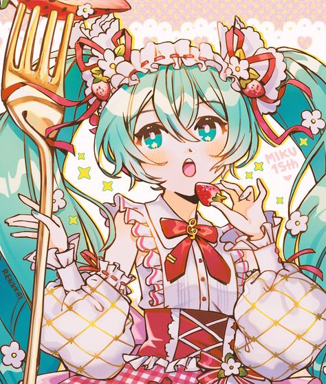 Strawberry Miku, Miku Pfp, Hatsune Miku, Vocaloid, Anime, Art