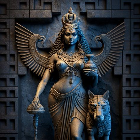 Inanna: Journey of Descent and Rebirth – Solace Star Divine Asherah Goddess Art, Ishtar Goddess Mythology, The Great Mother Goddess, Ishtar Goddess Art, Inanna Goddess Art, Auset Goddess, Inana Goddess, Astarte Goddess, Inanna Goddess