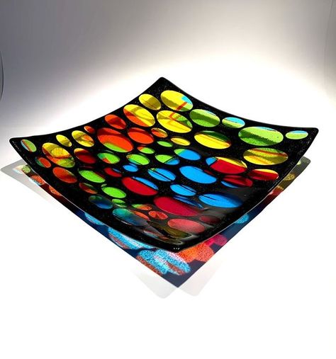 Stained Glass Furniture, Fused Glass Panel, Fused Glass Bowl, Fused Glass Plates, Bullseye Glass, Glass Fusion, Glass Furniture, Stained Glass Panel, Square Plates