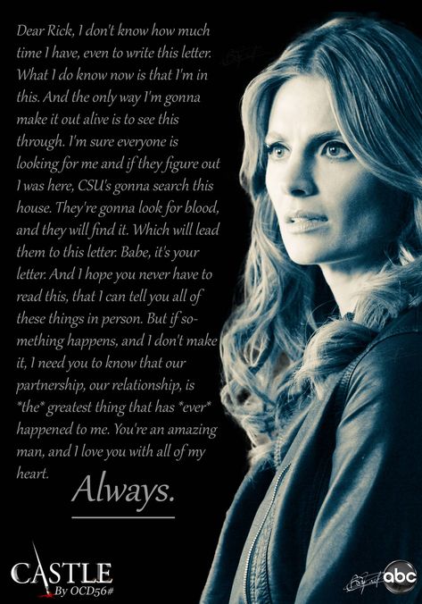 Beckett Quotes, Castle Tv Show, Castle Abc, Castle Series, Castle Tv Series, Abc Art, Richard Castle, Castle Tv Shows, Castle Beckett