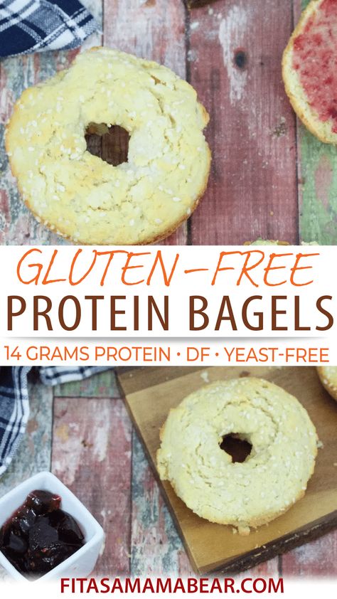 High Protein Bagels, Gluten Free Bagel Recipe, Protein Bagels, Healthy Bagel, Dairy Free Protein, Gluten Free Bagels, Gf Breakfast, Gluten Free Protein, Flour Alternatives