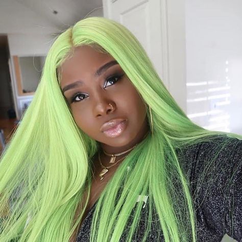 How about a little green to brighten your day!!! 💚 The fabulous @ivyleaguestyles always comes through!!! You are such a #trendsetter 🙌🏽… Colourful Wigs, Curly Color, Hair Colorful, Black Hair Styles, Green Wig, Pinterest Design, Lace Fronts, Human Virgin Hair, Sew Ins