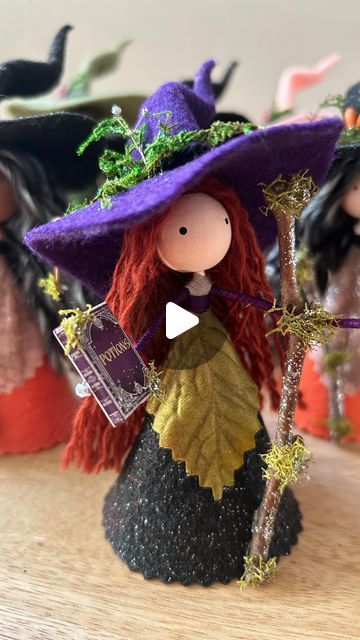 Wands and Willows on Instagram: "Hope you’re having a wicked Sunday! 🔮🕸️🧹🎃☠️ . . . . #wickedwitch #kitchenwitch #magicspells #witchesdoitbetter #witchart #spookygirl #spookyseason #fallcrafts #halloweencraft #handmadehalloween #dollmaking" Make A Kitchen Witch Doll, Witch Doll Sewing Pattern, Kitchen Witches Dolls, Fabric Witch Doll, Kitchen Witch Doll Handmade, W.i.t.c.h Art, Wicked Witch, Magic Spells, Kitchen Witch