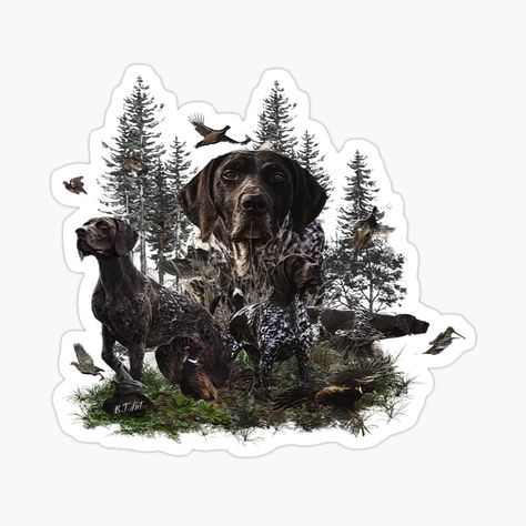 German Shorthaired Pointer Tattoo, Pointer Tattoo, German Wirehaired Pointer, Shorthaired Pointer, Bird Hunting, Seasons Art, German Shorthaired Pointer, Hunting Season, Christmas Scenes