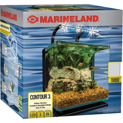 Contour Desktop Kit | Marineland® 3 Gallon Fish Tank, Led Bleu, Glass Aquarium, Shimmer Lights, Low Light Plants, Glass Cube, Light Works, Glass Fish, Aquariums