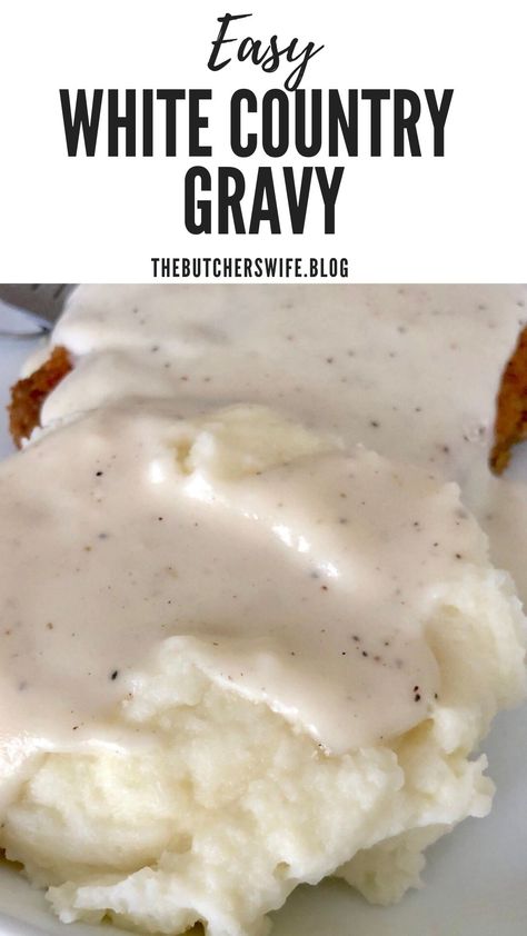 Home Made Country Gravy, Country Gravy For Biscuits, No Sausage Gravy, White Country Gravy, Homemade White Gravy, Biscuit Gravy, Country Gravy Recipe, White Gravy Recipe, Breakfast Gravy