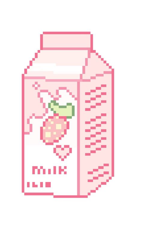 𝙇𝙤𝙩𝙨 𝙤𝙛 𝙥𝙞𝙣𝙠 Milk Drawing, Strawberry Milk Carton, Pixel Illustration, Welcome Banners, Kutek Disney, Hello Kitty Crafts, Milk Box, Pix Art, Pink Milk