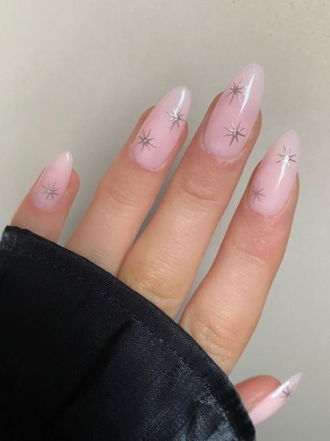 Silver Star Nails, Black Prom Nails, Prom Nails Red, Star Nail Designs, Nail Appointment, Milky Nails, Custom Press On Nails, Nails 2022, Makeup Stuff