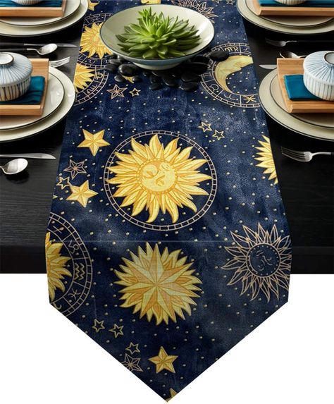 Moon Wedding Theme, Moon Baby Shower Theme, Star Themed Wedding, Celestial Wedding Theme, Linen Table Runners, Sky Wedding, Star Birthday Party, Prom Themes, Sun Moon And Stars