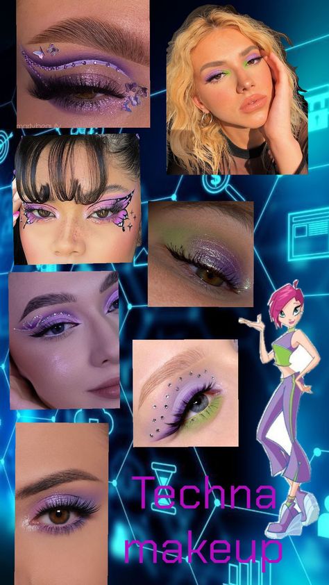 Winx Club Makeup, Winx Makeup, Winx Tecna, Classic Vampire, Tecna Winx Club, Club Makeup, Movie Halloween Costumes, Graphic Liner, Day Makeup