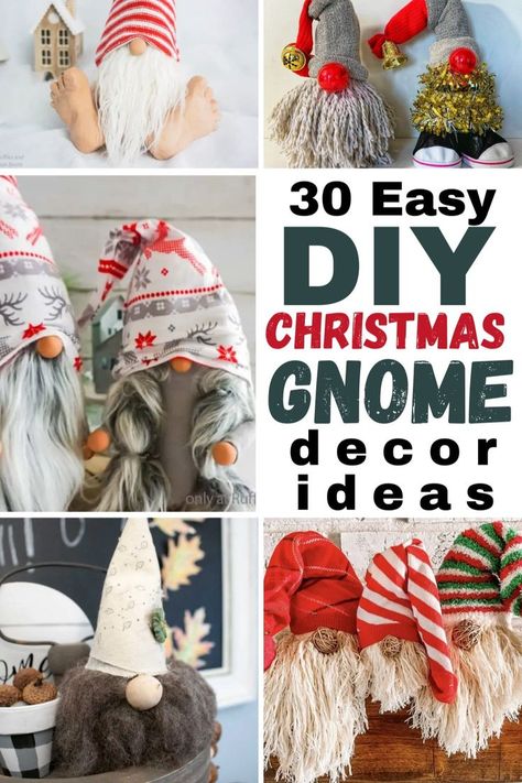 Christmas Gnome Decorations, Christmas Knomes, Easy Diy Christmas Decorations, Gnome Crafts, Crafts By Season, Gnome Tutorial, Farmhouse Christmas Ornaments, Festive Crafts, Gnomes Diy