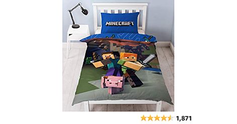 Minecraft Reversible Single Duvet Cover Set, Polyester-Cotton, Blue: Amazon.co.uk: Kitchen & Home Minecraft Bedding, Boy Girl Bedroom, Minecraft Bedroom, Blue Duvet, Single Quilt, Full Bedding Sets, Blue Duvet Cover, Kids Bedding Sets, Double Duvet