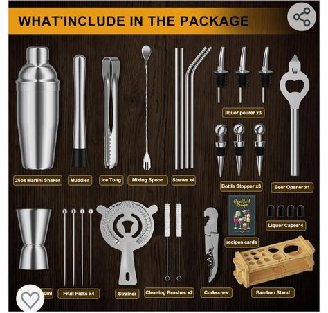 Bartending Kit, Bartender Kit, Martini Shaker, Bar Tool Set, Cocktail Shaker Set, Beer Opener, Kit Home, Cocktail Shaker, Bar Tools