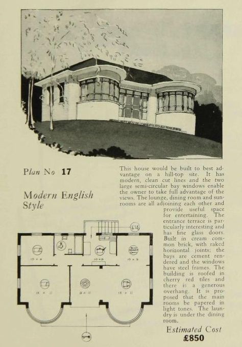 http://www.artdecoresource.com/2014/03/a-moderne-bent-on-deco-house-plans.html Art Deco Floor Plan, Art Deco House Plans, Art Deco Houses, Art Deco House, Vintage Floor Plans, Mid Century Modern House Plans, Art Deco Homes, Art Deco Floor, Unique House Plans