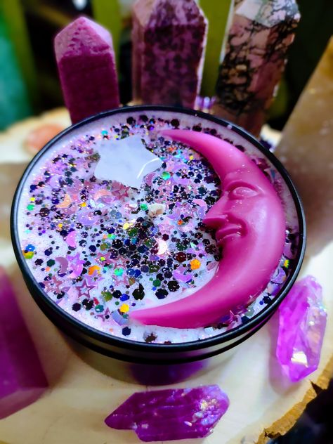 This Pink Moon 7oz. Candle Tin is handmade with love, soy wax, beeswax and premium grade scented oil. 🪄🌙 Coconut Lime scented. Tin Candle, Fun Candles, Witchy Candles, Fairy Candles, Moon Candle, Food Candles, Scented Oils, Pink Moon, Candle Inspiration