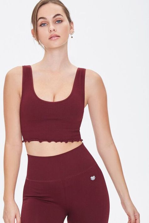 Active Lettuce-Edge Crop Top Forever 21 Store, Forever 21 Activewear, Running Trail, Activewear Sets, Forever21 Tops, Now And Forever, In The Gym, Knit Crop Top, Knit Crop