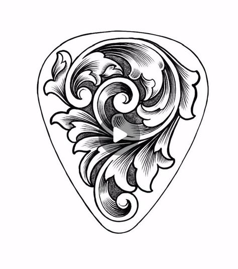 School of Fine Art Engraving on Instagram: "Development of a scroll design for engraving a guitar pick.  #engraving #engravingschool #engravingclass #engravingdesigns" Scroll Engraving Patterns, Guitar Pick Art, Guitar Pic, Scroll Engraving, Guitar Pics, Engraving Art, Scroll Pattern, Metal Engraving, Scroll Design