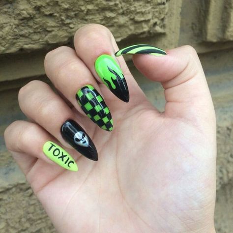 Punk Nails, Edgy Nails, Grunge Nails, Summer Acrylic Nails, Dream Nails, Fire Nails, Coffin Nails Designs, Pretty Acrylic Nails, Dope Nails