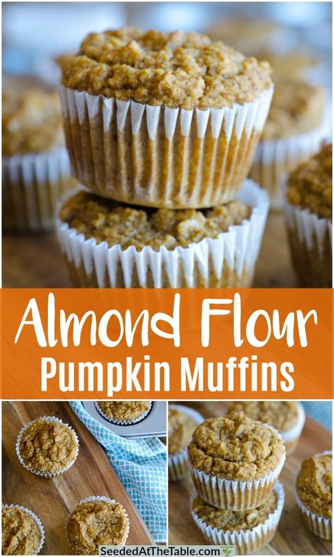 Almond Flour Pumpkin Muffins, Almond Flour Pumpkin, Low Carb Pumpkin Muffins, Paleo Pumpkin Muffins, Dolce Poche Calorie, Paleo Christmas, Almond Desserts, Almond Flour Muffins, Patisserie Sans Gluten