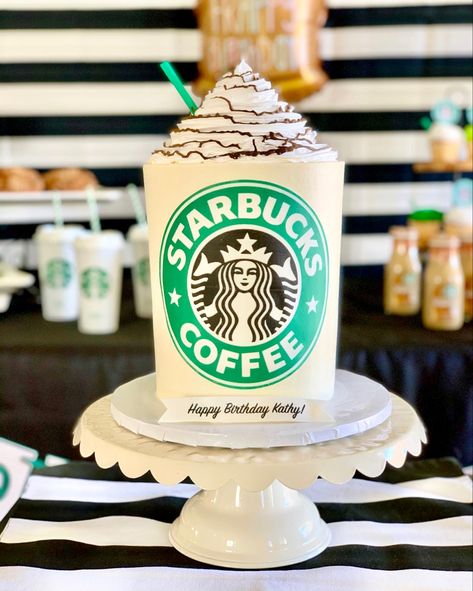 Starbucks Birthday Cake, Edible Picture Cake, Starbucks Birthday Party, Starbucks Party, Cupcake Favors, Starbucks Cake, Starbucks Birthday, Edible Cake Decorations, Spice Mix Recipes