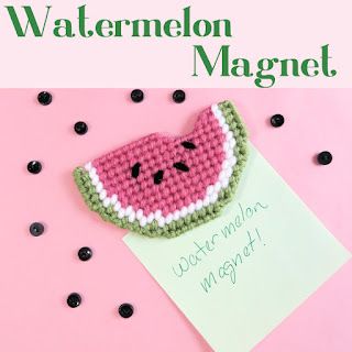 How to Make a Plastic Canvas Watermelon Magnet – Needle Work Plastic Canvas Magnets Pattern Free, Valentines Coasters, Watermelon Crafts, Crochet Pot Holders Free Pattern, Free Friday, Plastic Canvas Patterns Free, Red Heart Yarn, Plastic Canvas Crafts, Tape Crafts