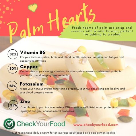 The health benefits of palm hearts Palm Hearts, Heart Vitamins, Heart Of Palm, Hearts Of Palm, Personalized Nutrition, Fruit And Veg, Free Radicals, Menu Planning, Nutrition Information