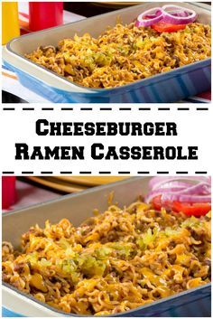 Bacon Cheeseburger Ramen, Top Ramen Lasagna, Ramon Noodles Lasagna, Ground Beef Roman Noodle Recipes, Weird Dinner Ideas, Roman Noodles Ideas, Ramen Noodle Lasagna Recipes, Ramen Lasagna Recipe, Roman Noodle Recipes Easy