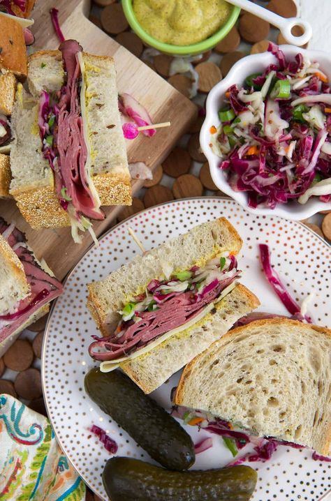 Pastrami Sandwich Pastrami Sandwich Cold, Cider Slaw, Corn Beef Reuben Sandwich, Pastrami Sandwich Recipe, Easy Dill Pickles, Awesome Sandwiches, Crab Cake Sandwich, Gluten Free Cookbooks, Pastrami Sandwich