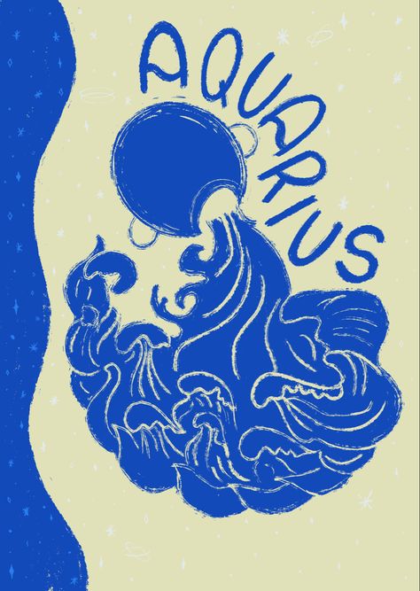 Aquarius Illustration, Aquarius Water Bearer, Aquarius Art, Water Aesthetic, Water Bearer, Art Works, Art Inspo, Poster Art, Illustration Art