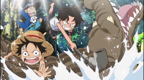 Monkey D. Luffy, Portgas D. Ace, Sabo screenshot Episode of Sabo < From original person Ace Sabo Luffy, One Piece Episodes, Ace And Luffy, One Piece Chapter, Islamic Cartoon, One Piece Ace, Three Brothers, Naruto Pictures, One Piece Images