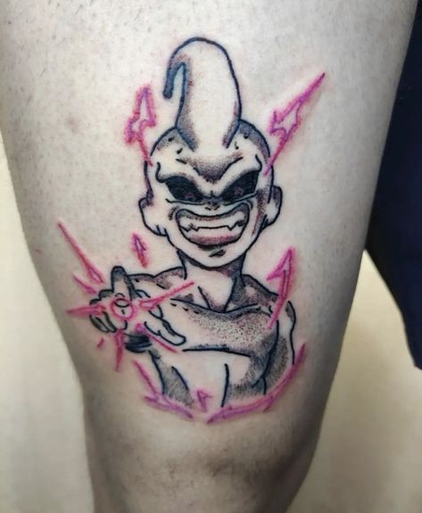 kid buu Goku On Nimbus Tattoo, Kid Buu Tattoo, Majin Boo Tattoo, Majin Buu Tattoo, Boo Tattoo, Kid Boo, Long Tattoo, Shen Long Tattoo, Dbz Tattoo