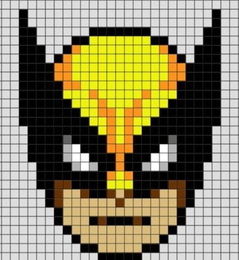 Deadpool And Wolverine Cross Stitch, Deadpool And Wolverine Pixel Art, Wolverine Perler Beads, Wolverine Art, Easy Perler Beads Ideas, Graph Crochet, Easy Pixel Art, Mixed Media Crafts, Pixel Art Grid