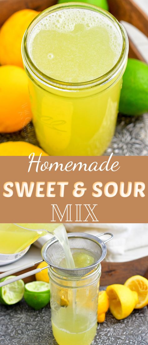 Homemade Sweet And Sour Mix Recipe, Sweet And Sour Mix Recipe, Homemade Sweet And Sour Mix, Homemade Sour Mix, Amaretto Sour Cocktail, Sour Drink, Drink Recipies, Amaretto Sour, Candy Cocktails