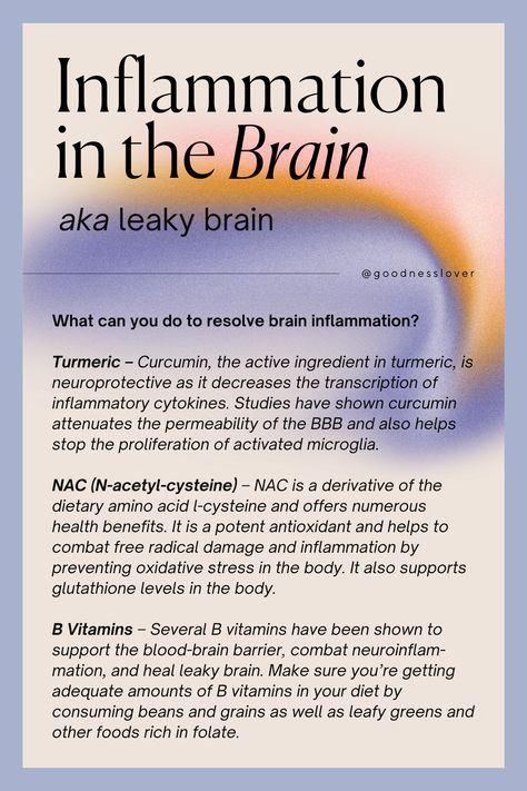 Do you ever experience brain fog where you can’t think clearly and you just can’t put two and two together? You may have leaky brain. Like leaky gut, leaky brain is where gut-induced inflammation causes the blood-brain barrier to become “leaky,” allowing infectious agents and pathogens to enter the brain. This induces an immune response which causes brain inflammation and leads to brain fog, memory problems and cognitive decline associated with many neuro-degenerative diseases. Brain Fog Remedies, Brain Fog Causes, Holistic Womens Health, Brain Inflammation, Health Reset, Book Lines, Cognitive Decline, Spinal Fluid, Anti Inflammation Recipes