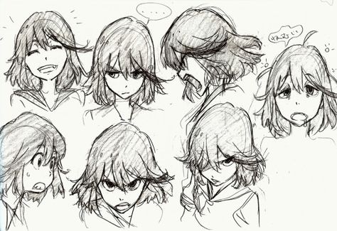 Worshiping Satsuki's eyebrows Satsuki And Ryuko, Kill La Kill Ryuko Matoi, Concept Art Character Design, Kill La Kill Art, Studio Trigger, Ryuko Matoi, Drawing Face Expressions, Art Character Design, 얼굴 그리기