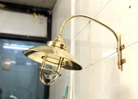 Antique Wall Lights, Brass Swan, Nautical Lighting, Bulkhead Light, Nautical Wall, Light Sconces, Light Shades, Wall Light, Vintage Design